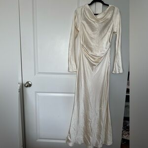 LOVELAND COWL BACK MIDI DRESS OYSTER